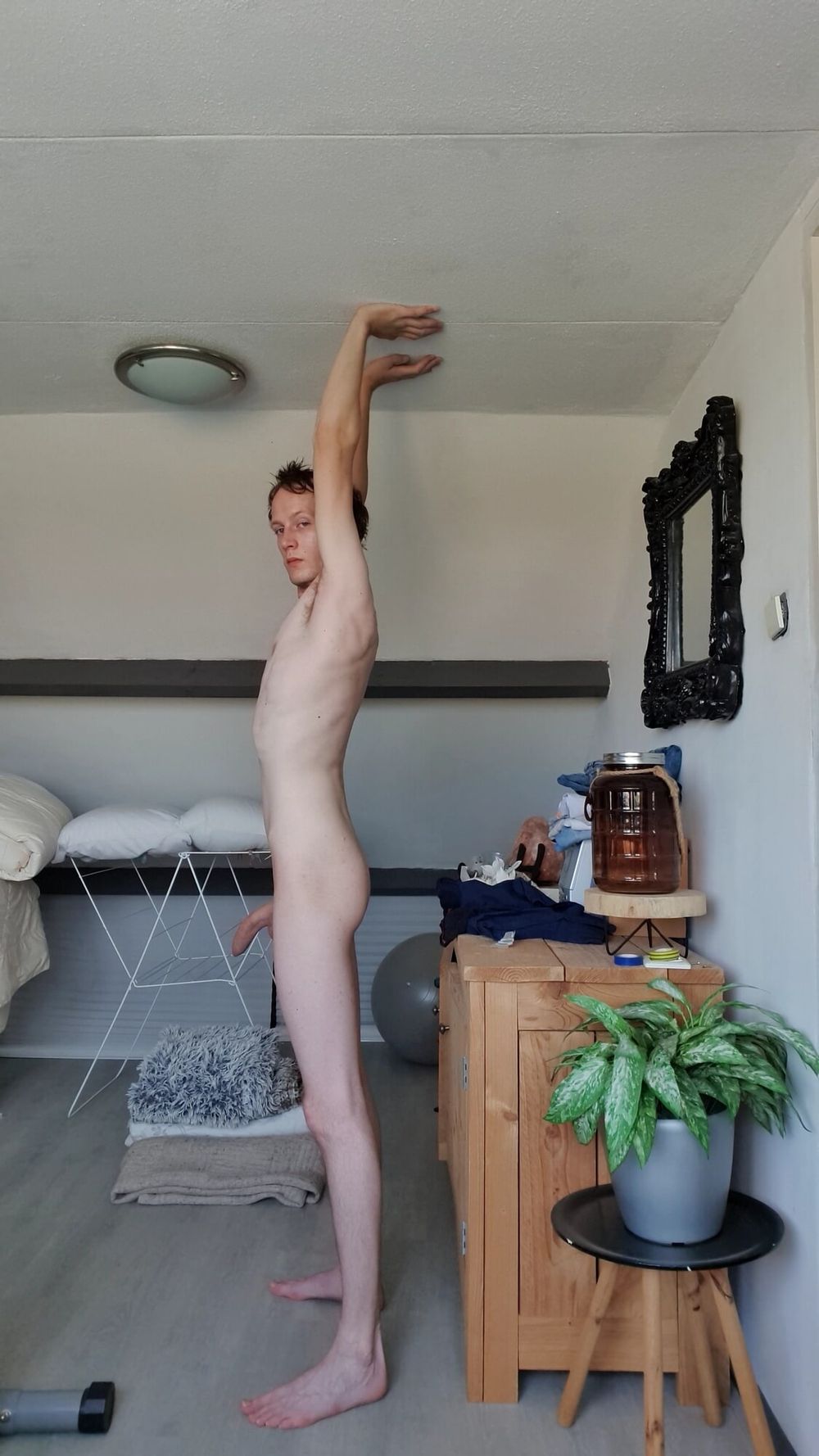 Skinnynakedmale after shower