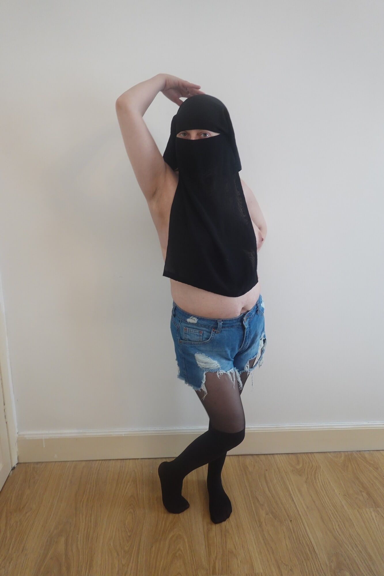 Wearing Shorts and pantyhose in Niqab  #2