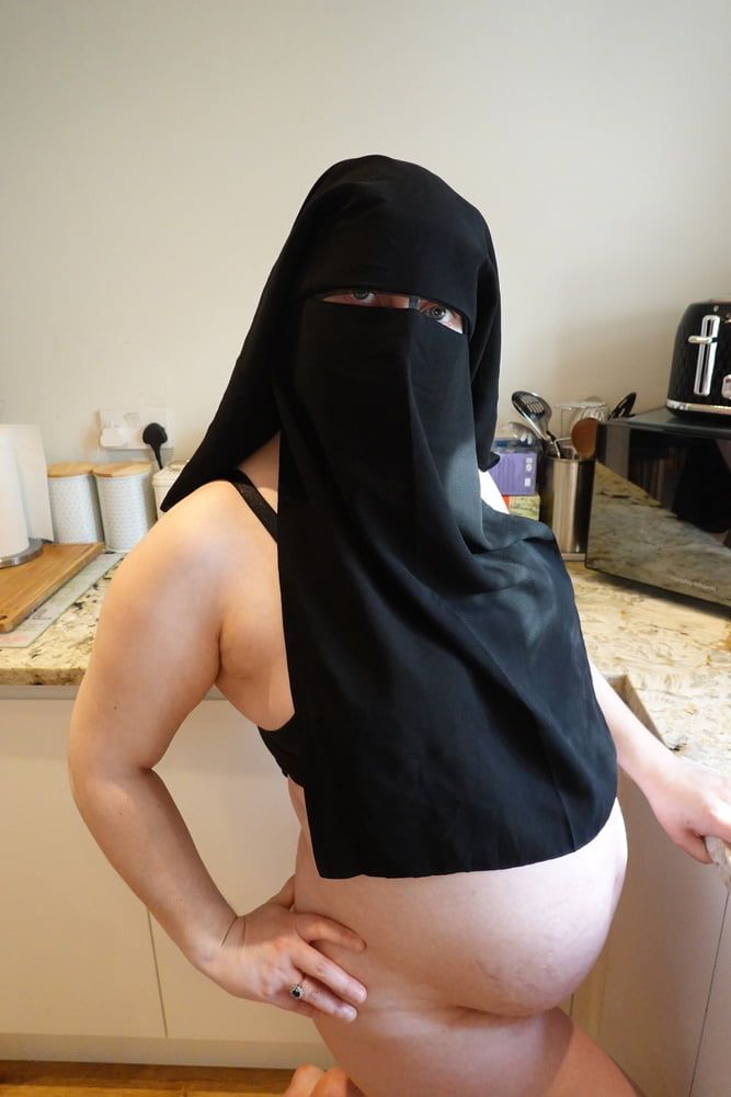 Pregnant Wife in Muslim Niqab and Nursing Bra #47
