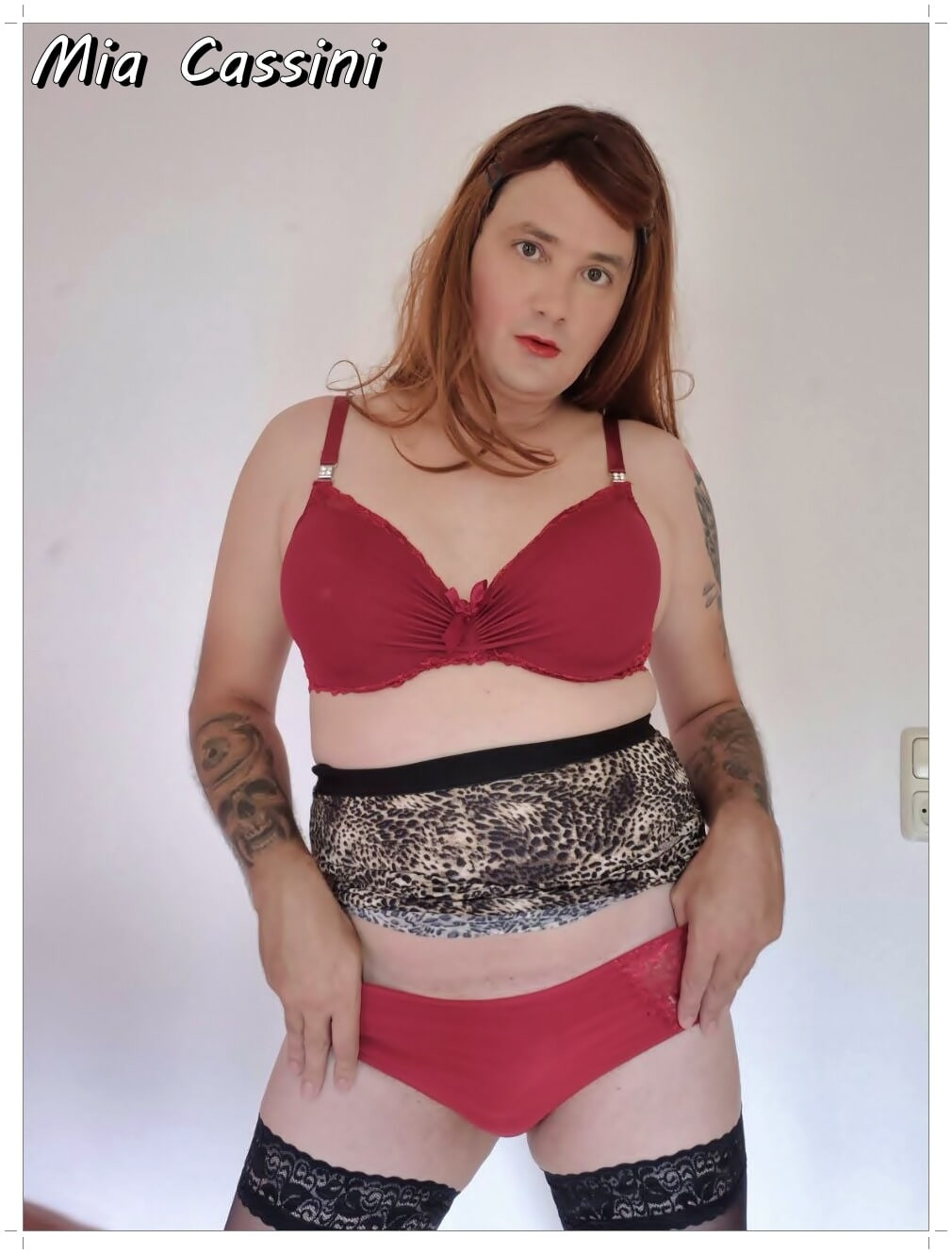 Red Lingerie & leopard Miniskirt #33