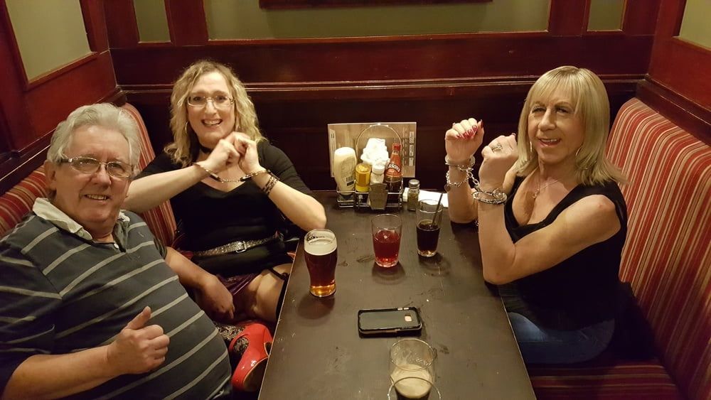 Lisa and Pauline in Handcuffs in the pub with Mike and John  #22
