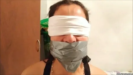 self gagged latina mom with a mouthful of socks selfgags         