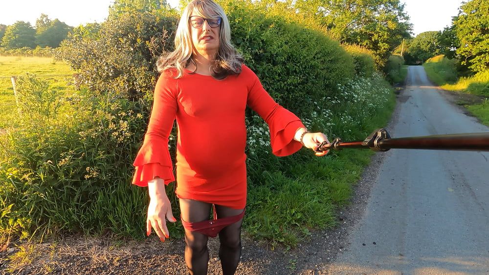 Crossdresser Kellycd in red dress  #53