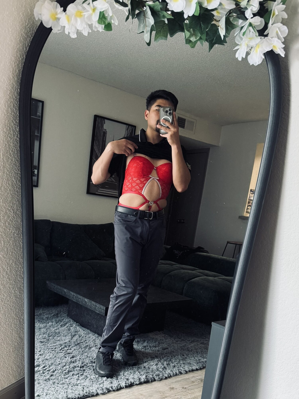 Pantyhose and lingerie under work uniform  #3