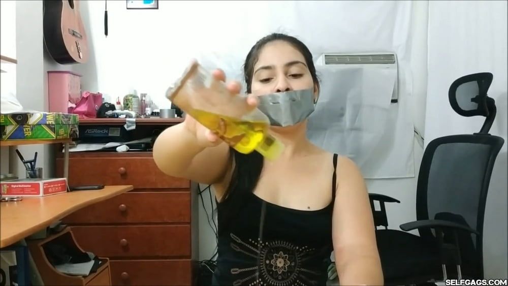 Cock-Loving Girlfriend Does Tape Gagged Handjob #46