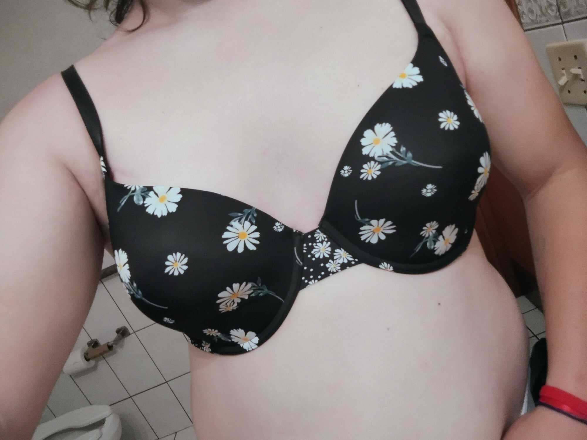 Floral black bra 