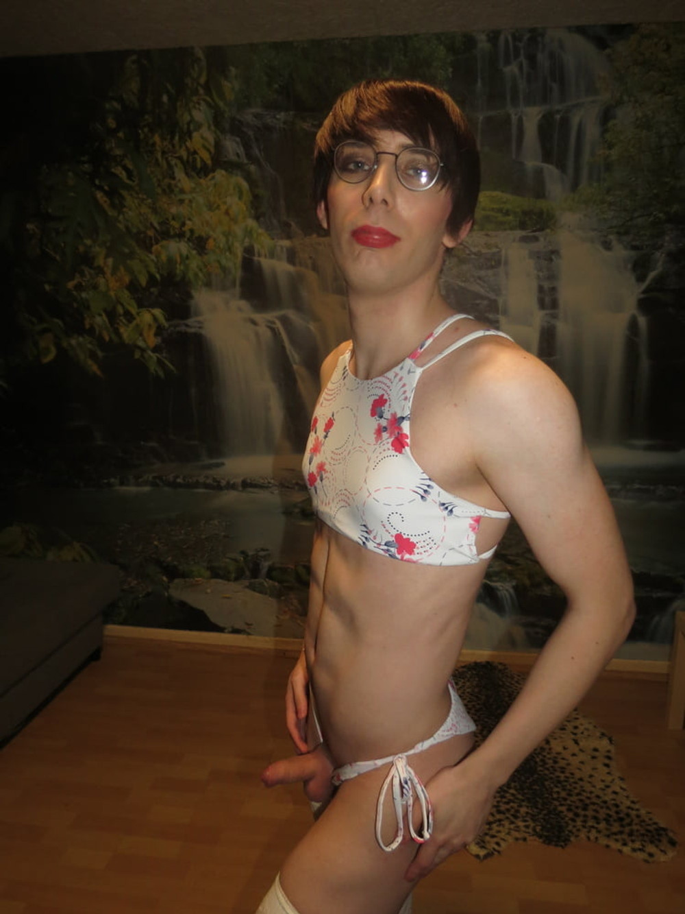 Sissy Faggot White Bikini #12