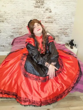 sissy long red dress         