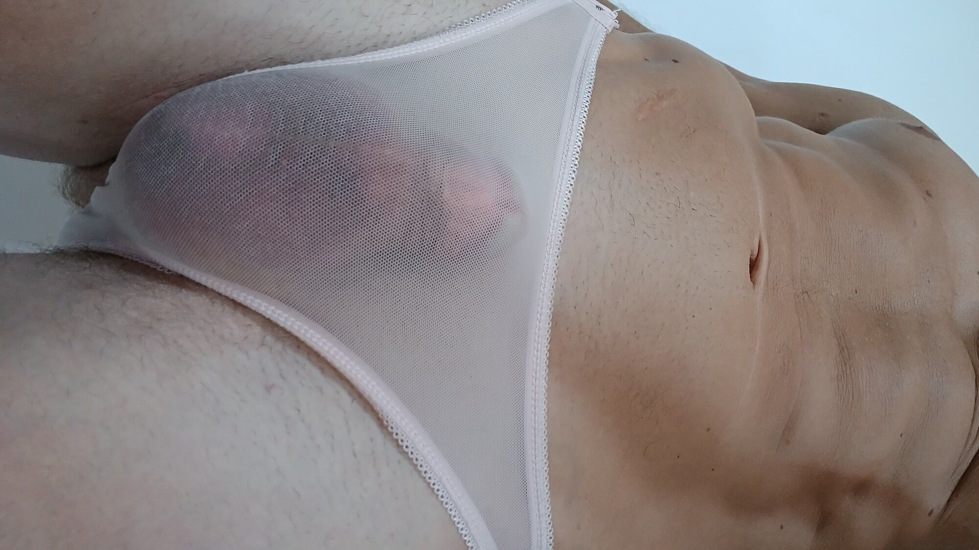 flesh-colored pantyhose and transparent pink pantie  #14