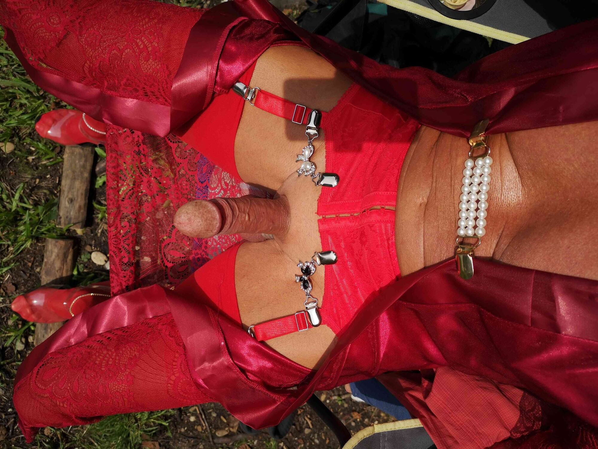 Boner in red Lingerie in public #8