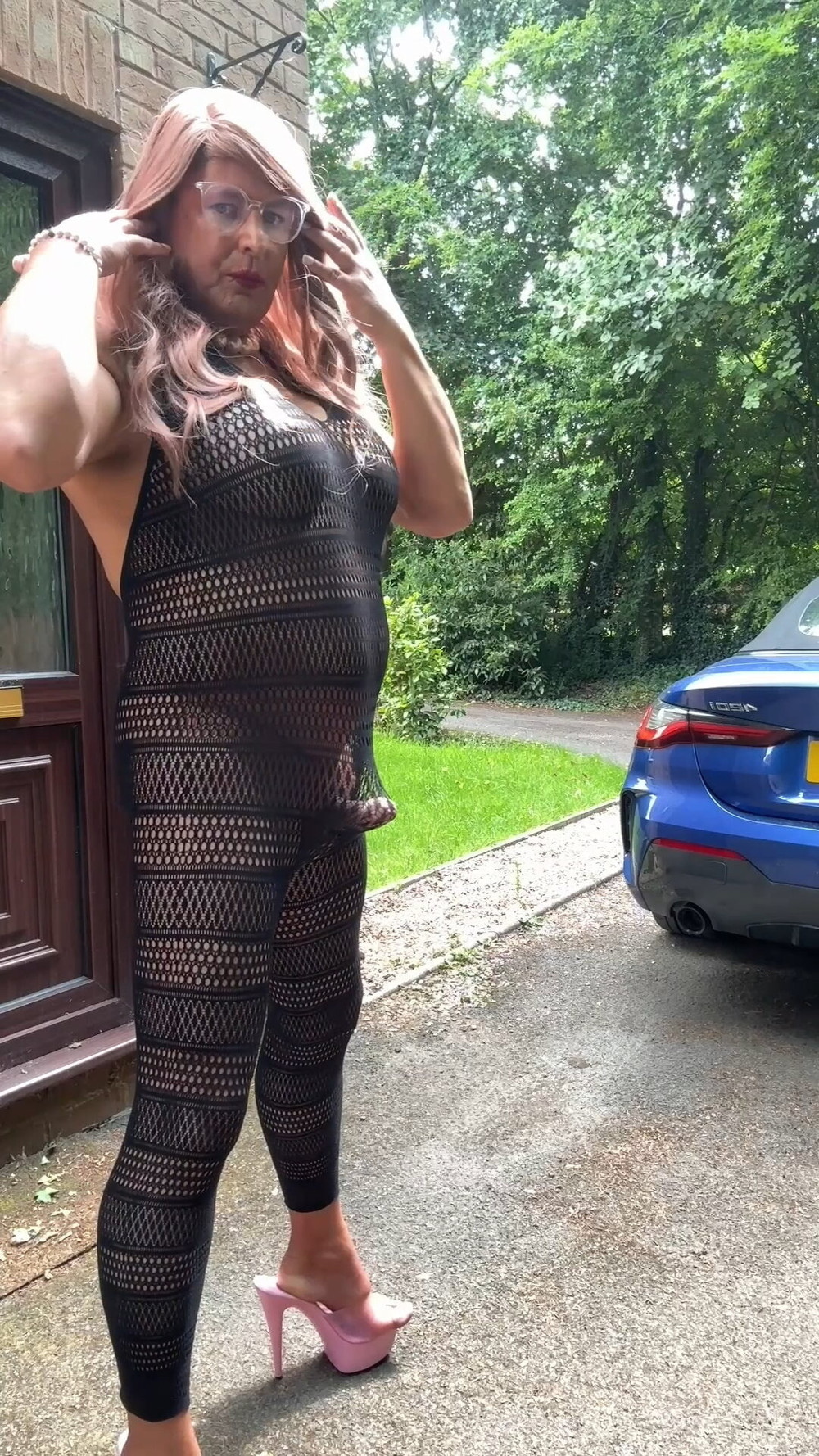 Sexy Crossdresser kellycd2022 in sexy black fishnet catsuit  #45