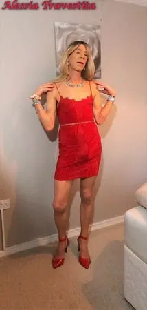    alessia travestita in red velvet dress         