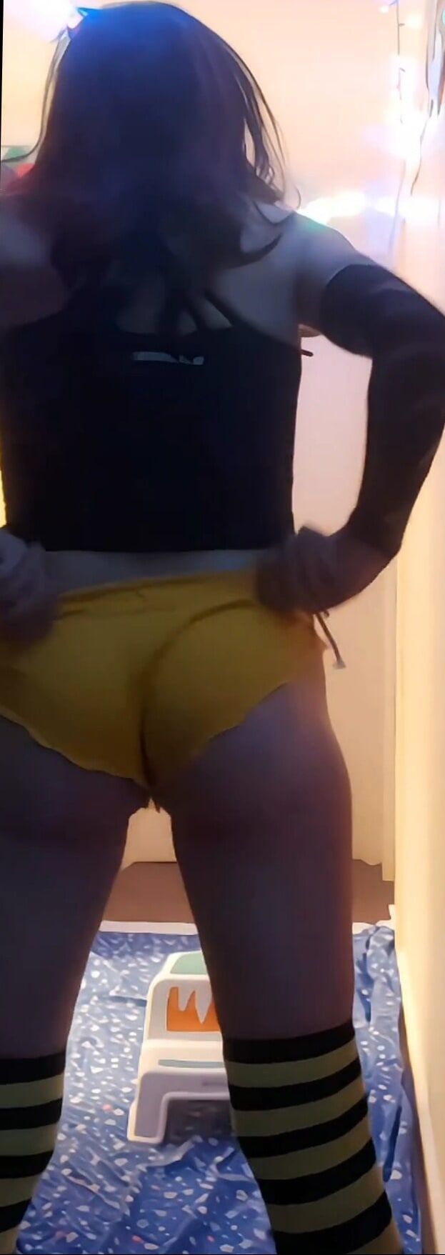 My little dangling shecock and yellow shorts #30