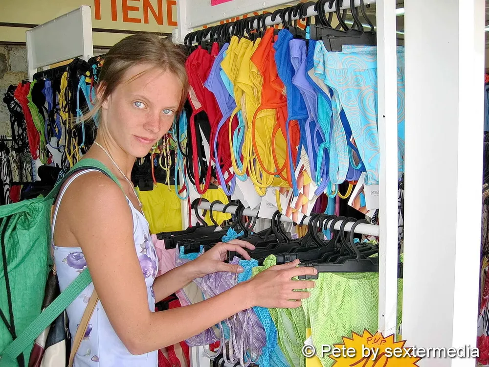 Blonde Petty pissing on the beach #14