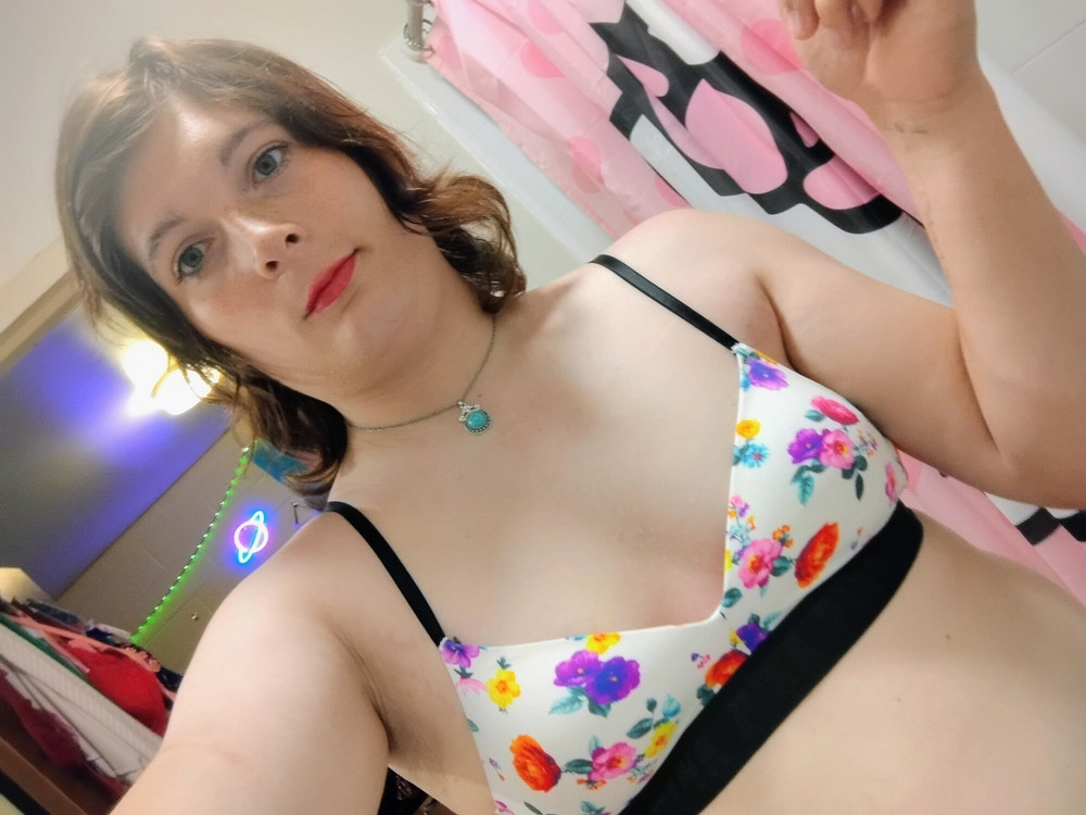  White Floral bra  #15