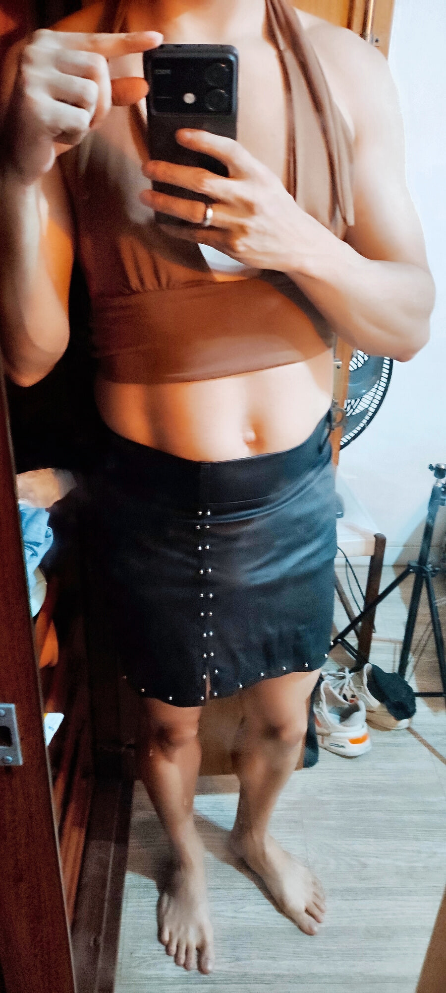 Crossdresser in brown top #32