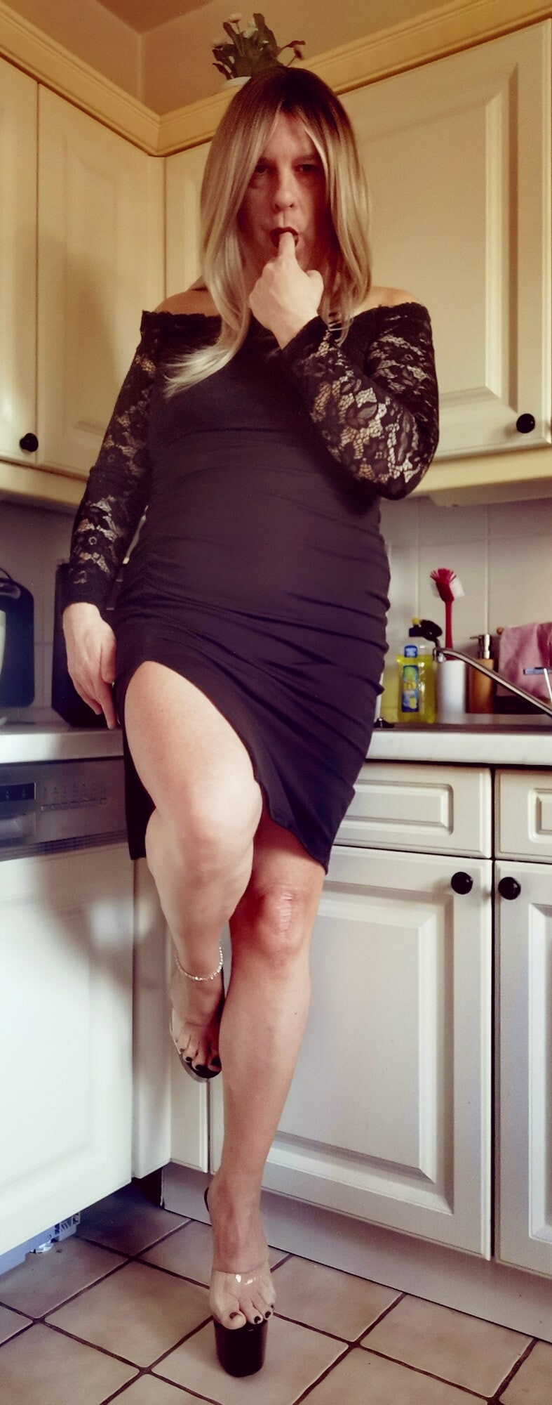 Curvy Evening Dress With Lace And Open Shoulder Cut #22