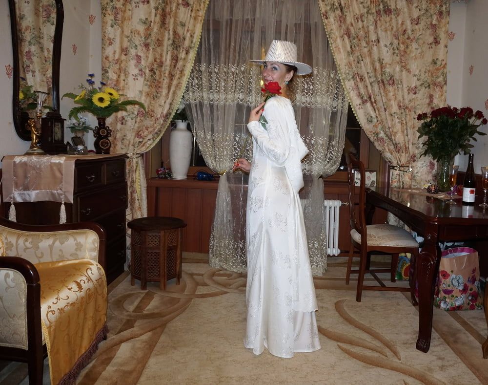 In Wedding Dress and White Hat #38