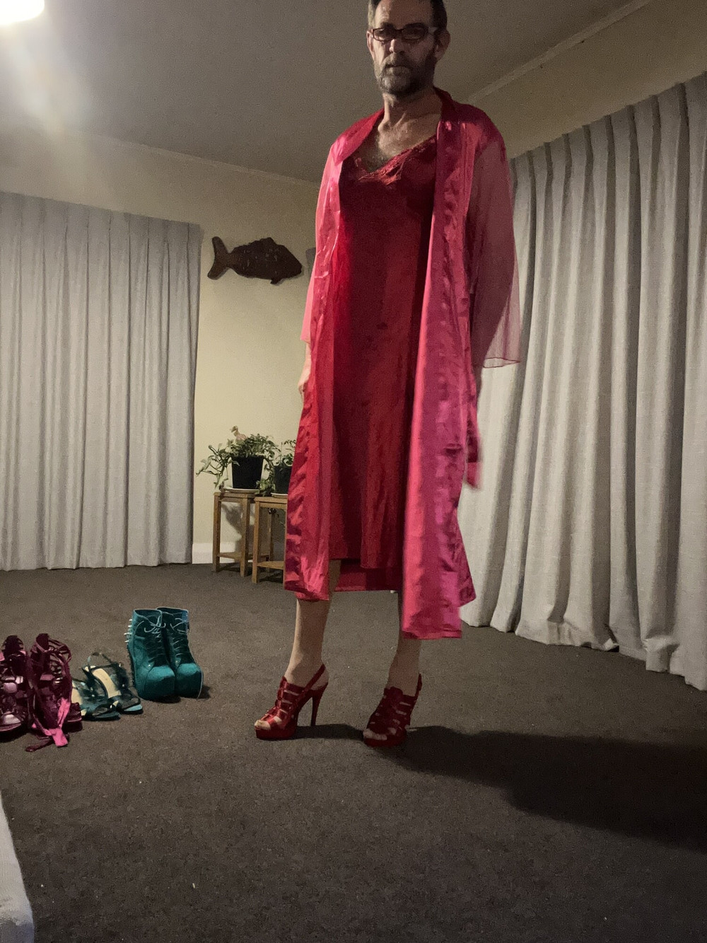 Stunning red lingerie and matching high heels  #2