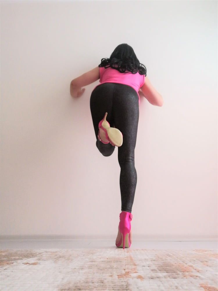 Pink Heels &  Black tights