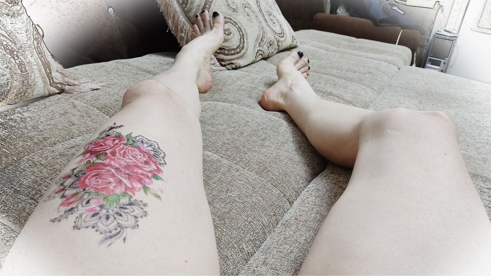 The bitch painted her toenails, got a new colorful tattoo #2