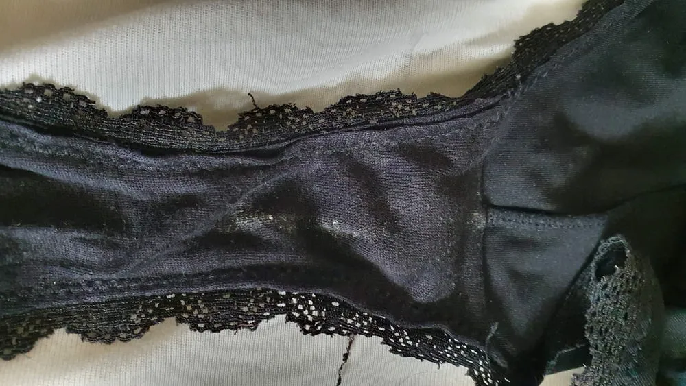 Cum on used Black panties #5