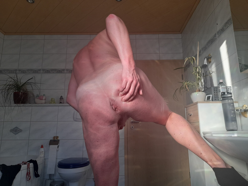 Chubby sissy slut shows freshly used anal pussy - plug fun #4