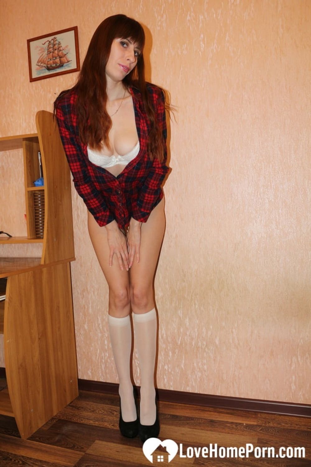 Beautiful schoolgirl showing her hot bod in heels #3