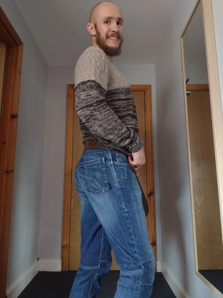 Bearded bald man with butt plug #3