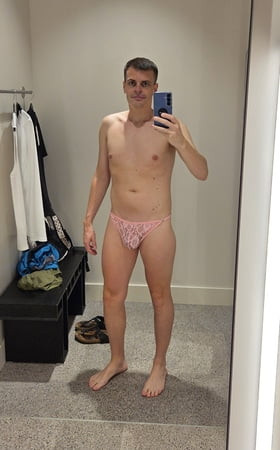 Boy in pink thongs