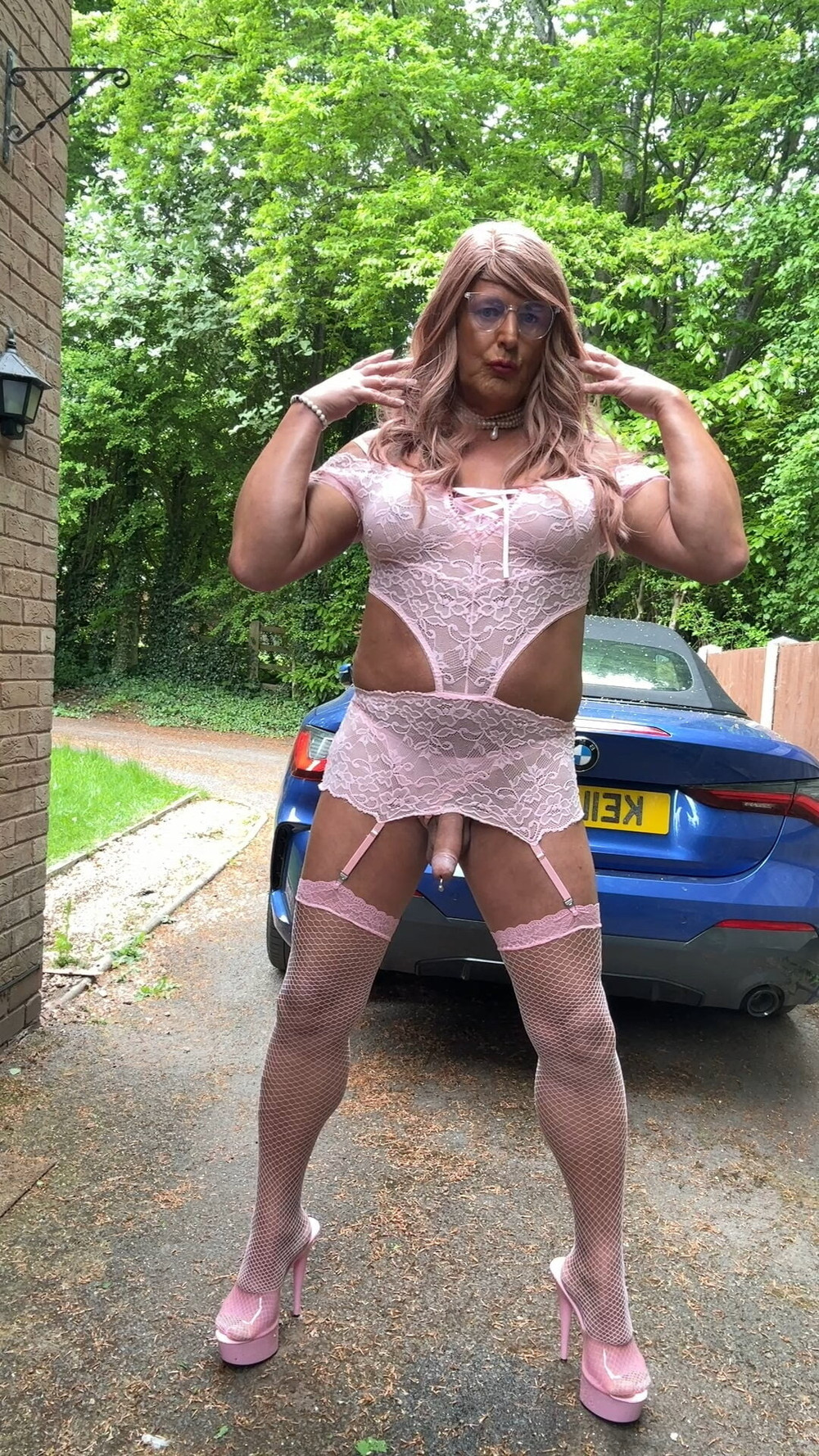 Sexy Crossdresser kellycd2022 in pink lace lingerie  #30