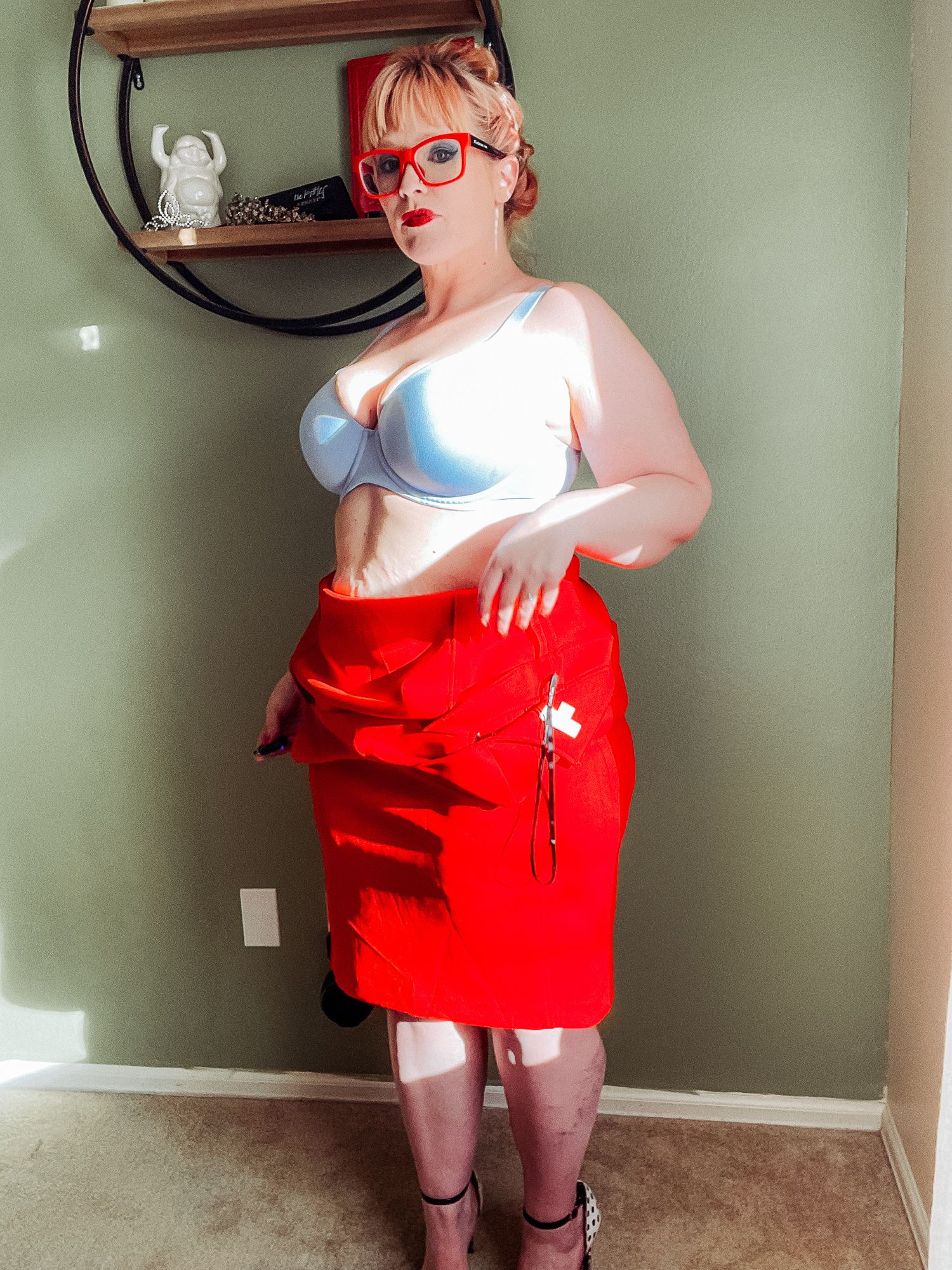 Red Dress and heels on your favorite BBW #15