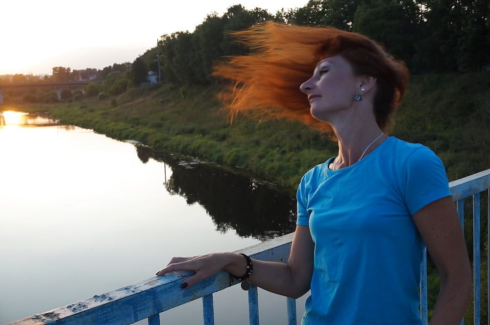 Flamehair in evening on the bridge #10