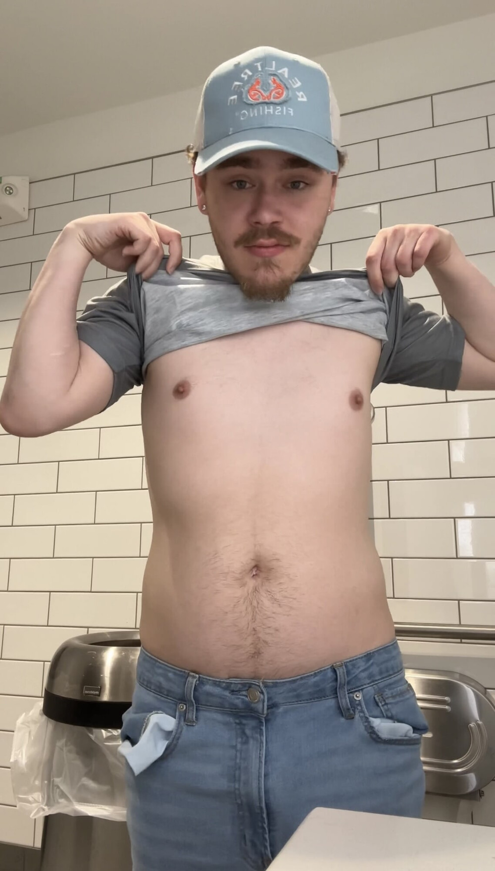 White Boy Shows Off His Tight Sexy White Ass In Public Bathr #5