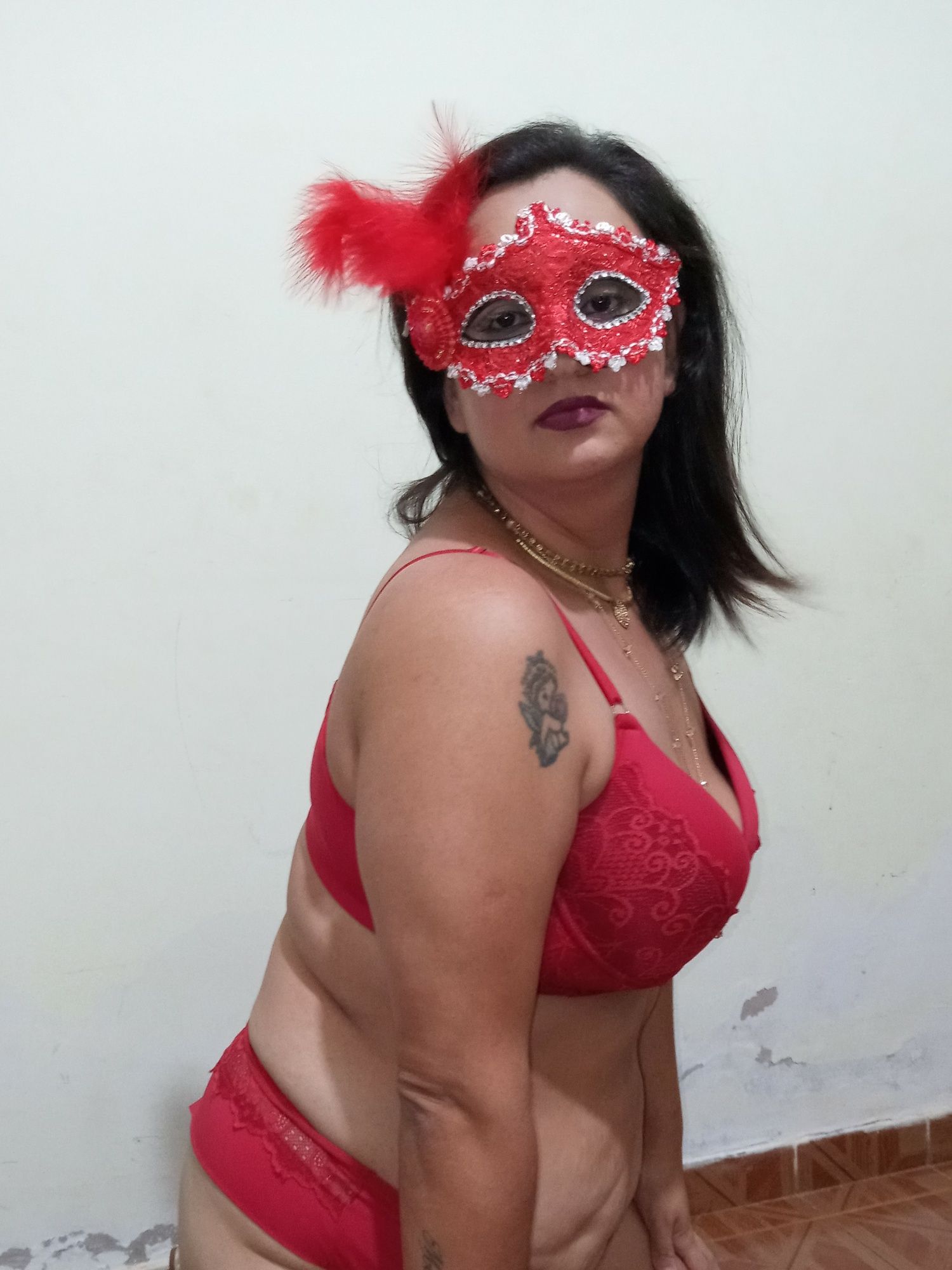 SHOWING OFF WEARING RED LINGERIE... #2