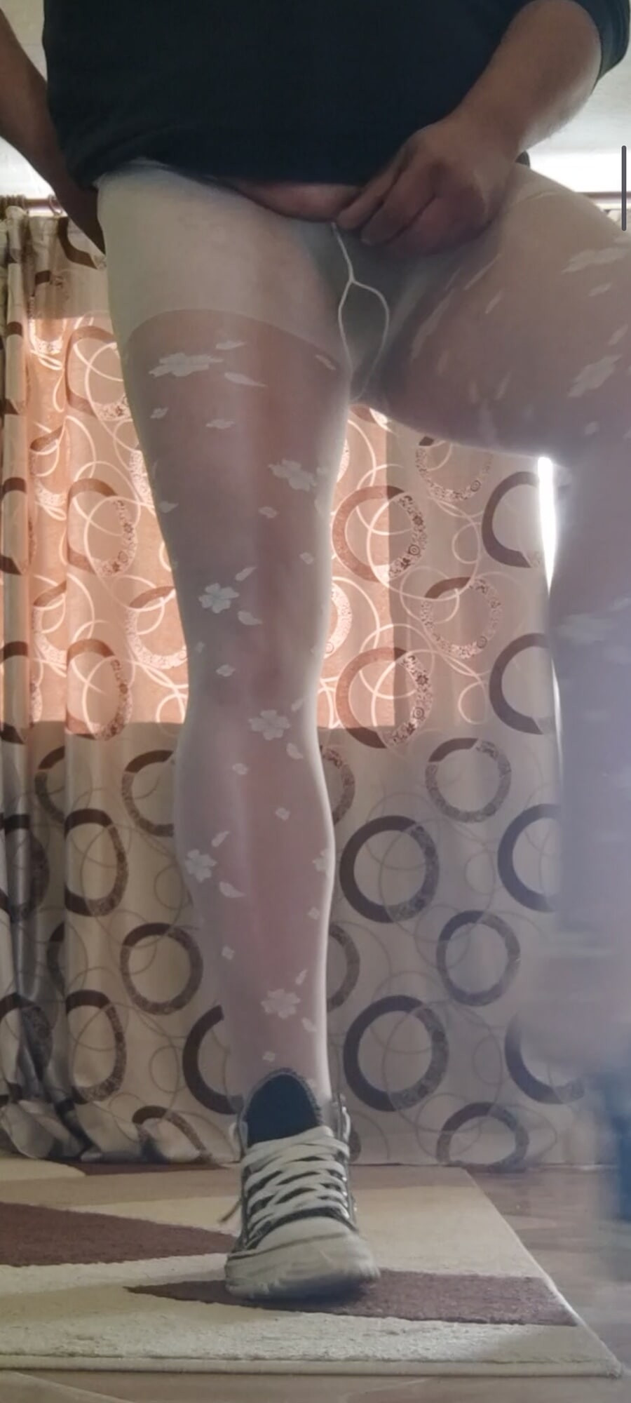 White patterned pantyhose are so sexy  #11