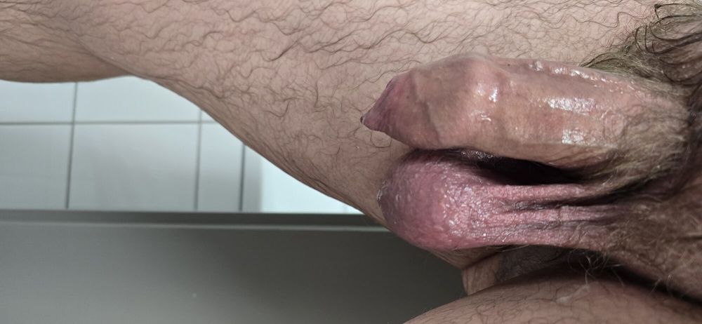 Hairy uncut cock huge foreskin close-up art #34