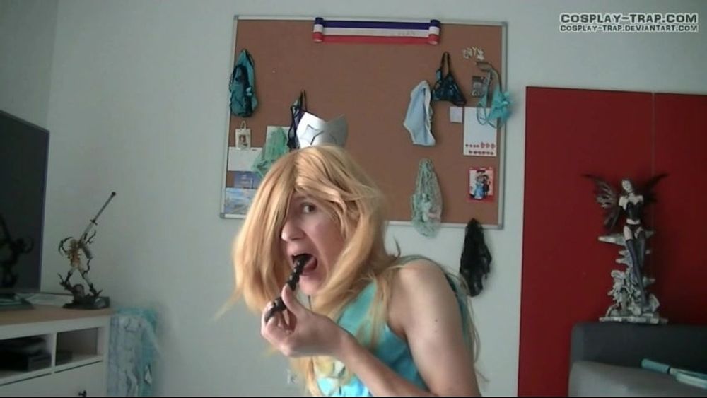 Crossdress cosplay Tennis Rosalina panties and anal show #4