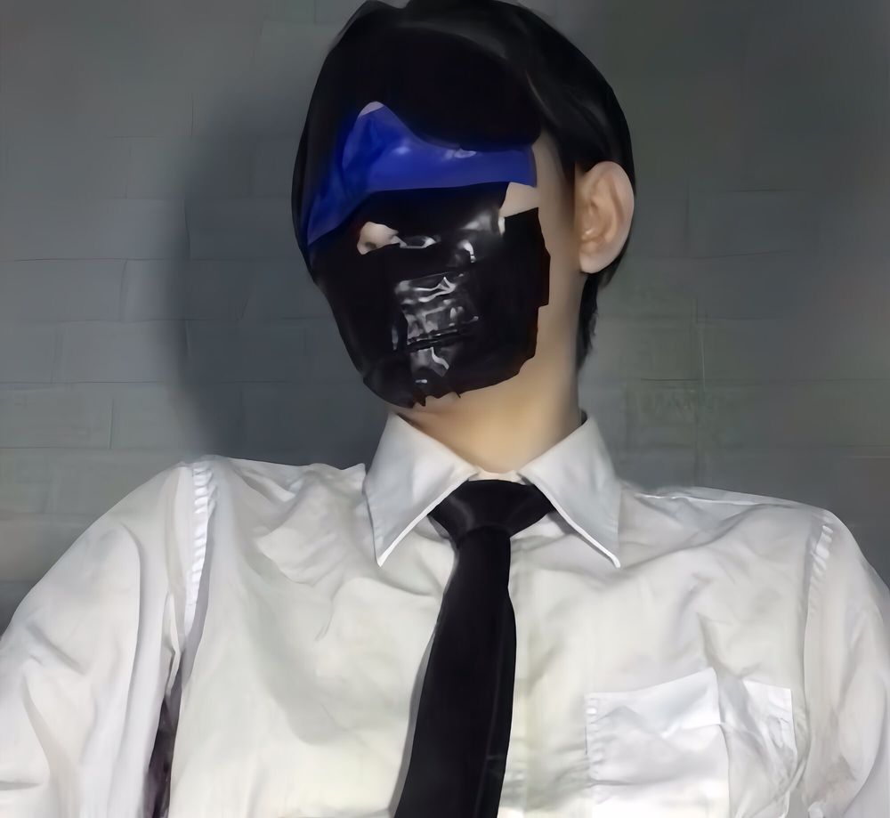 Wearing a white shirt and shiny black tie, gagged with duct  #12