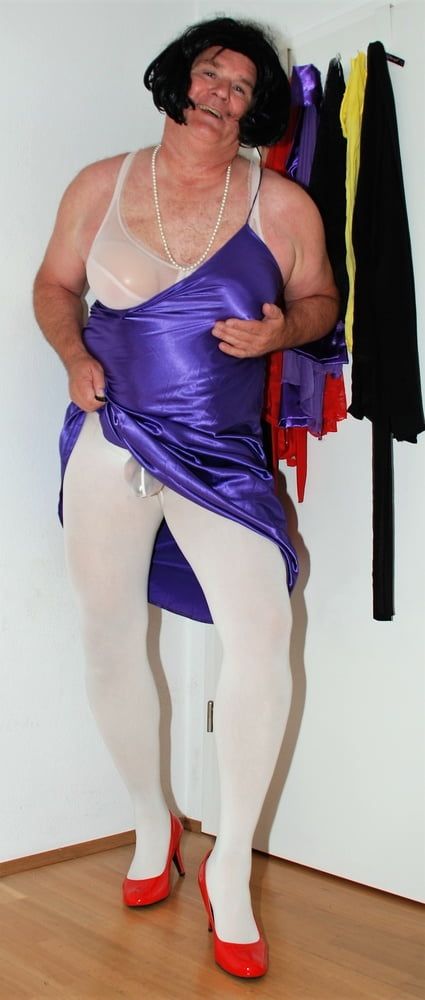 N?glig? purple and Pantyhose white #3