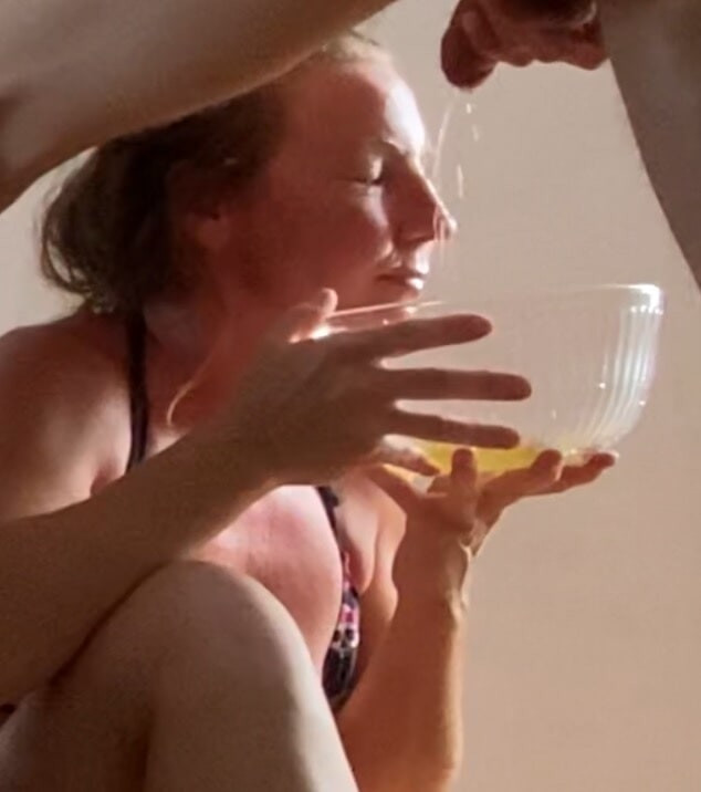 She enjoys drinking urine from bowl #16