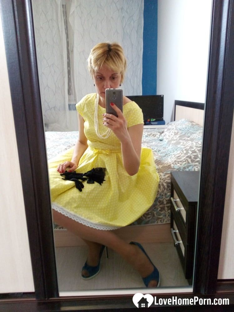 Stunning MILF puts on a yellow dress #26