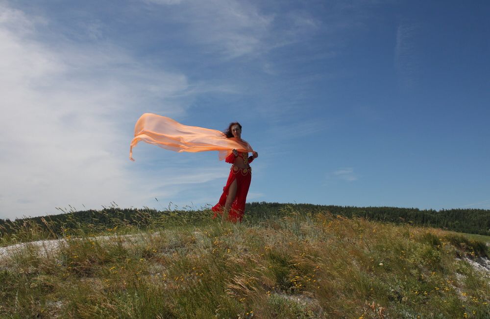 On top with an orange shawl #50