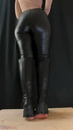 military mistress high combat leather boots cock crush         