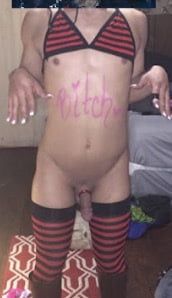 Johnny little sissy, bitch boy sucks a big black cock