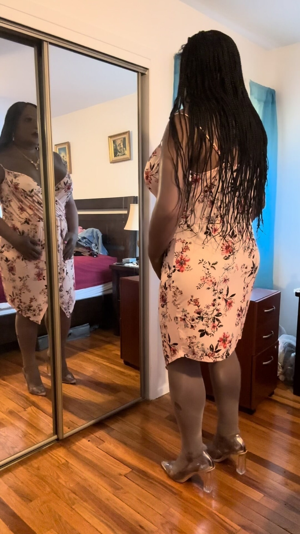 Danae in light colored dress, stripping and cuming #15
