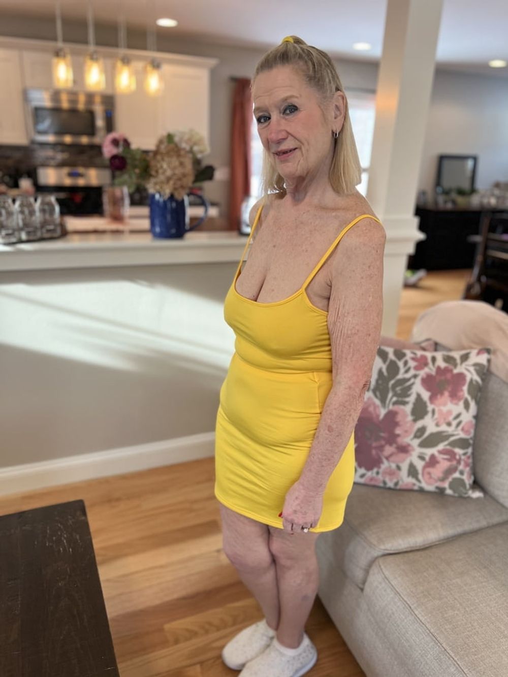 65 YEAR OLD STEPMOM DANIELLE DUBONNET in Yellow Skirt #5