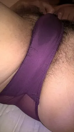 hairy wet wife in purple panties         