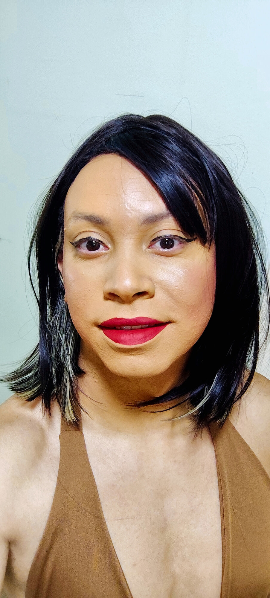 Crossdresser in brown top #22
