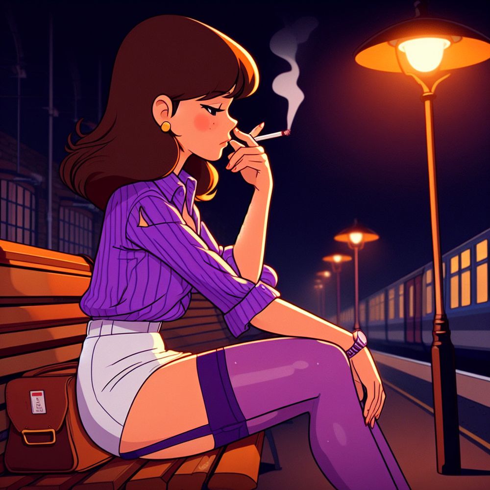 Purple Stockings Smoking. #29